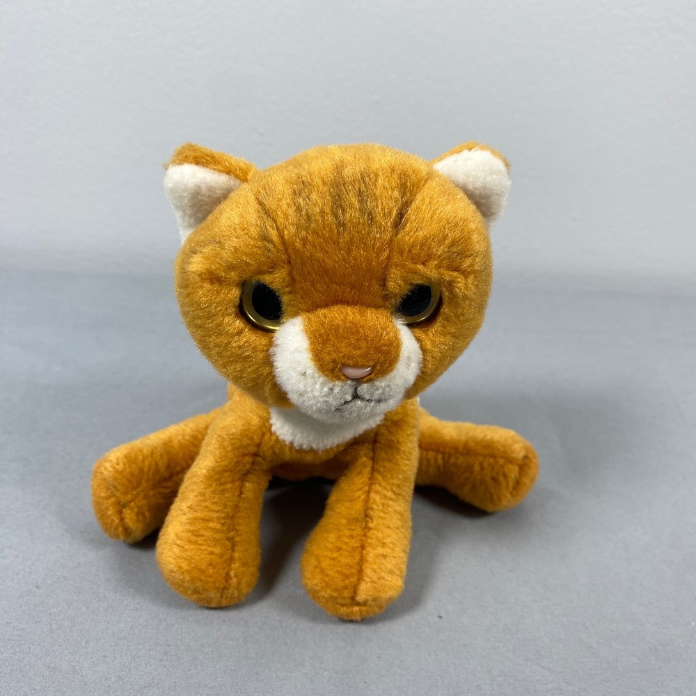 Vintage Russ Berrie Tabby Cat Plush Small Orange Ginger White Kitten 12805 5"‎